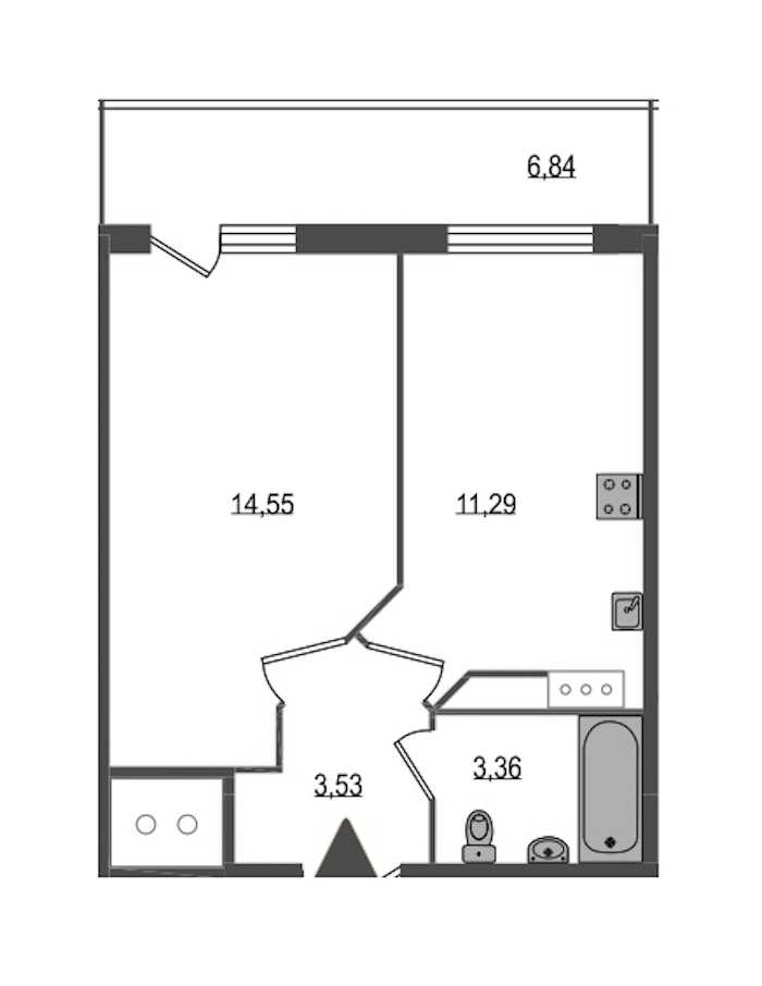 Однокомнатная квартира в : площадь 34.78 м2 , этаж: 11 – купить в Санкт-Петербурге